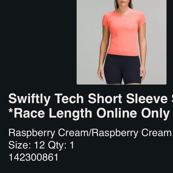 Lululemon Swiftly Tech Short Sleeve Shirt 2.0 Race Length Raspberry Cream 12 - Picture 5 of 5